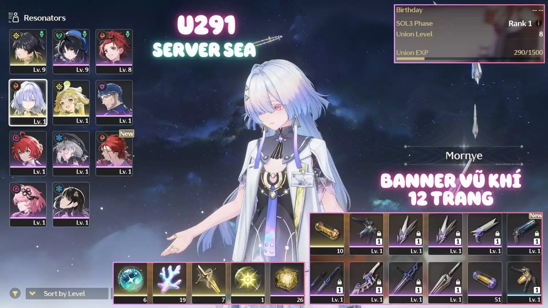 Acc Khởi Đầu Có Mornye ( Banner Vũ Khí Sắp Nổ )