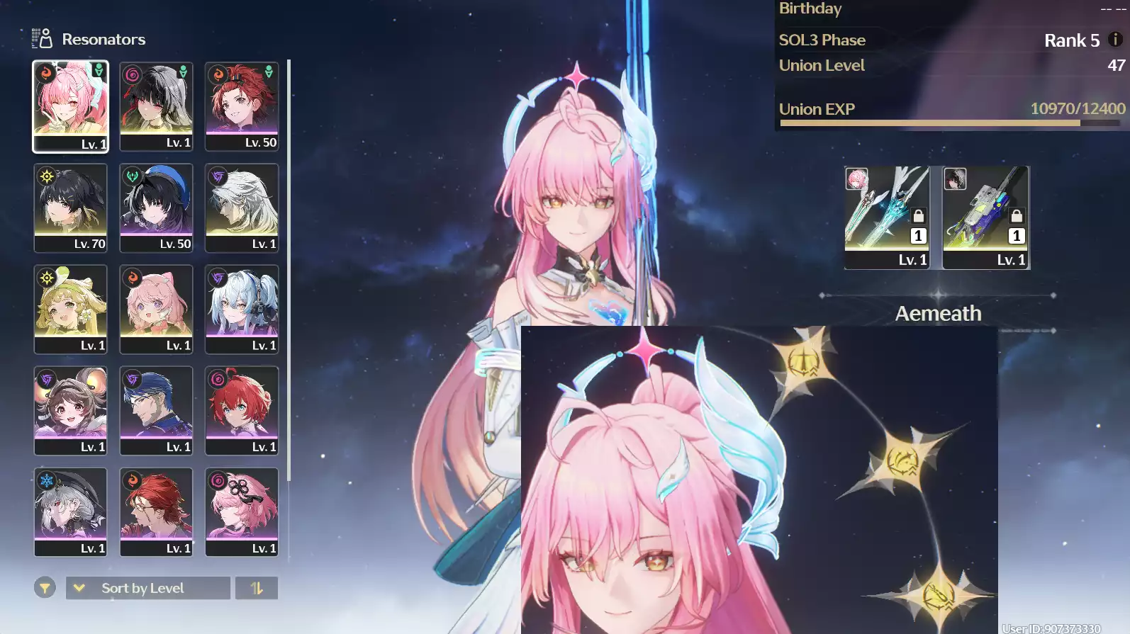 (SEA) UL50 Aemeath RC3 Trấn + Chisa + Verina + Encore