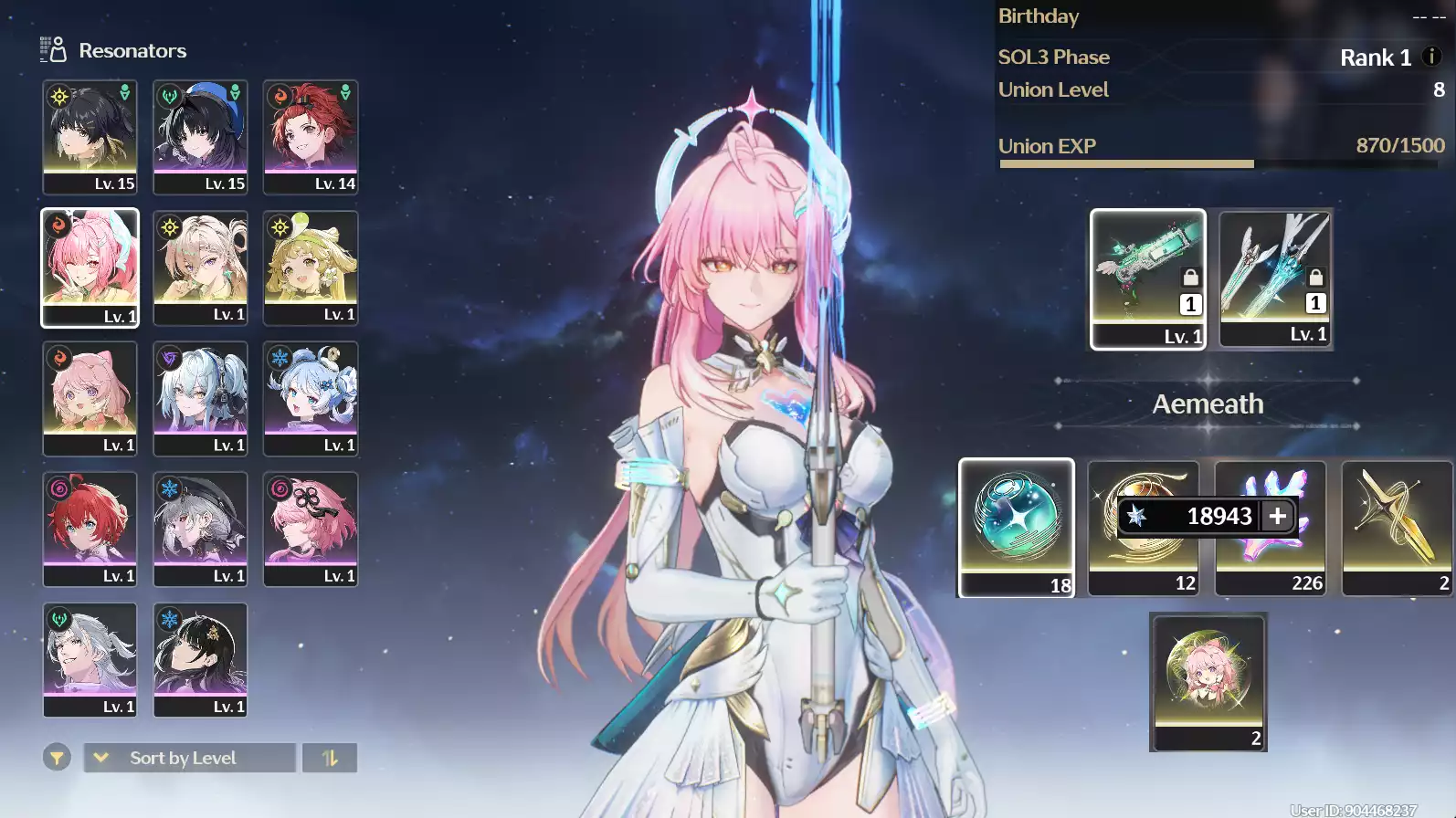 (SEA) UL8 Aemeath Trấn + Lynae Trấn + 150 vé limit + Verina + Encore