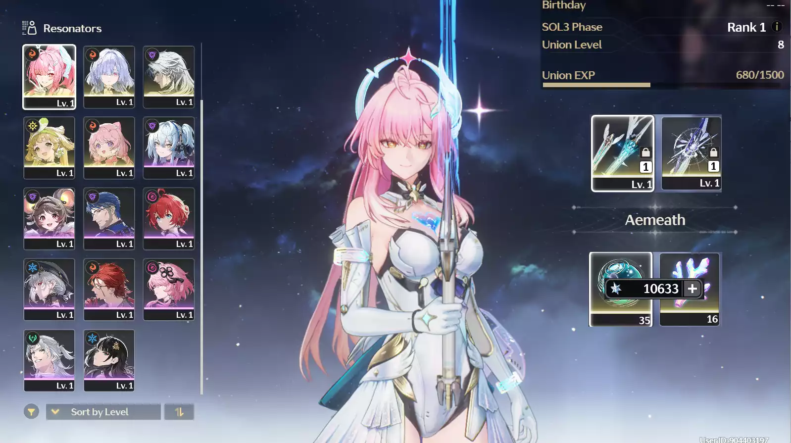 (SEA) UL8 Aemeath Trấn + Mornye Trấn + 70 vé limit + Verina + Encore