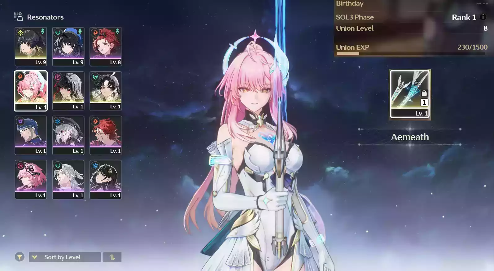 (SEA) UL8 Aemeath Trấn + Chisa + 1-2 char banner thường bất kỳ