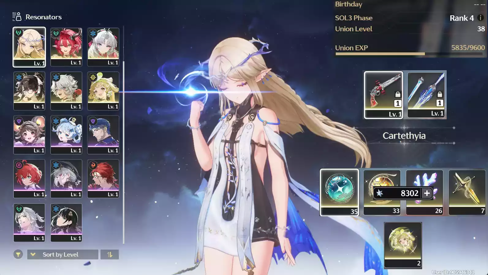 (SEA) UL38 Cartethyia + Ciaccona + Carlotta Trấn + Zhezhi +  Verina + 93 vé limit