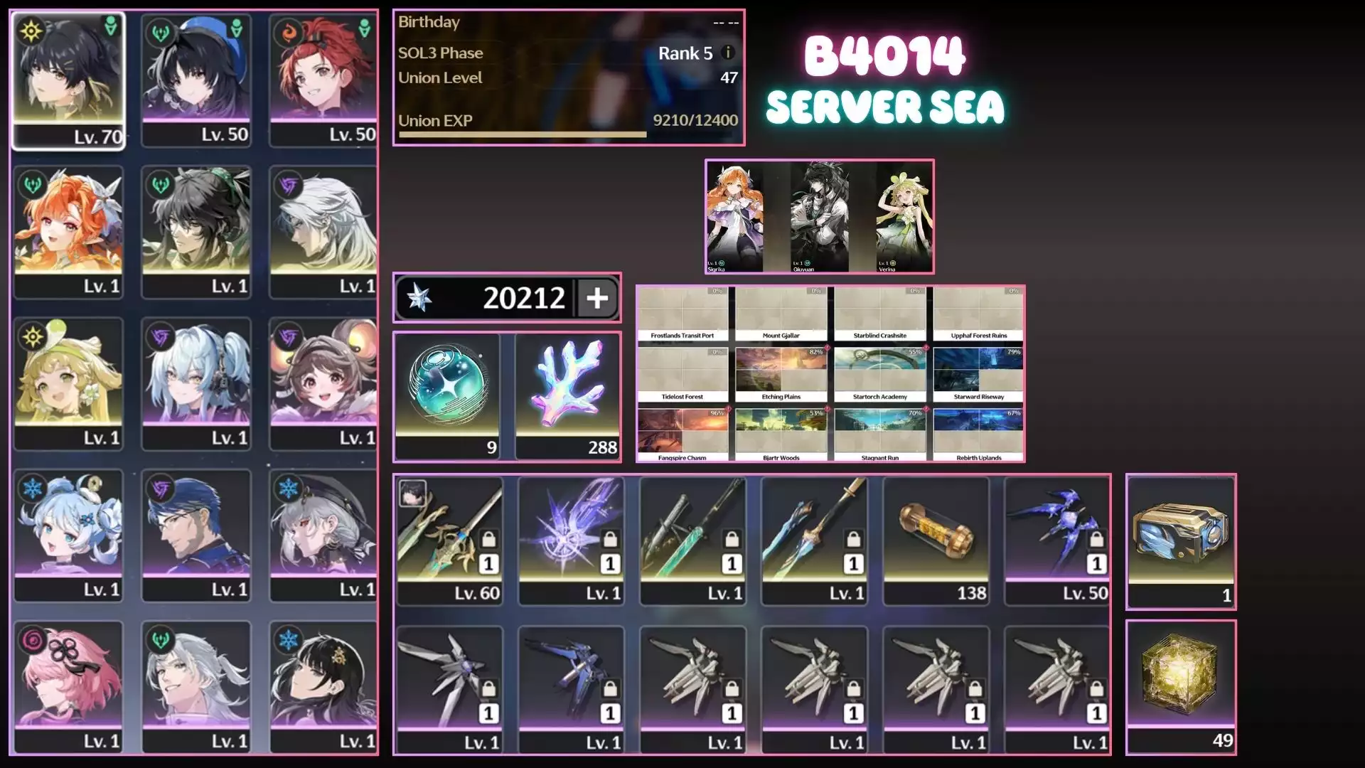 Sigrika Trấn + Qiuyan Trấn ( Dư 20k Gem, 288 Sừng )