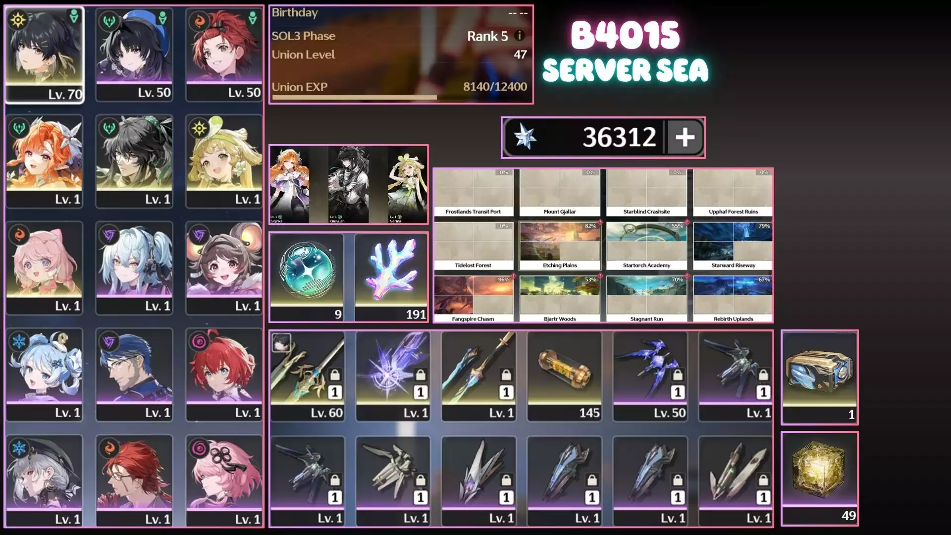 Sigrika Trấn + Qiuyan ( Dư 36k Đá, 191 Sừng )