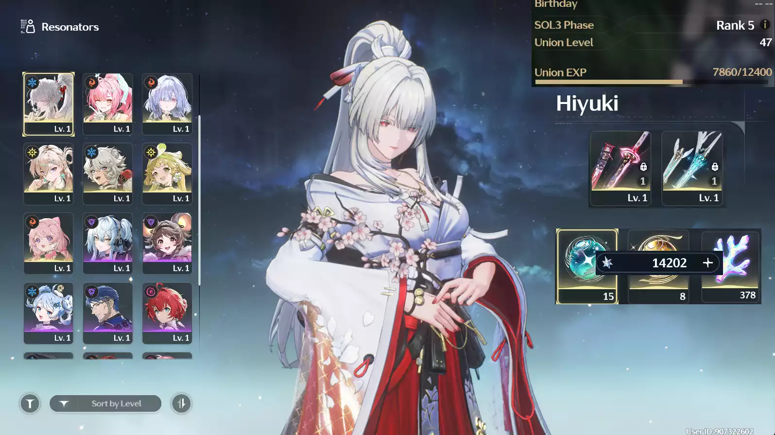 (SEA) UL48 Hiyuki Trấn + Aemeath Trấn + Lynae + Mornye + 378 San hô + 100 vé limti + Verina + Encore