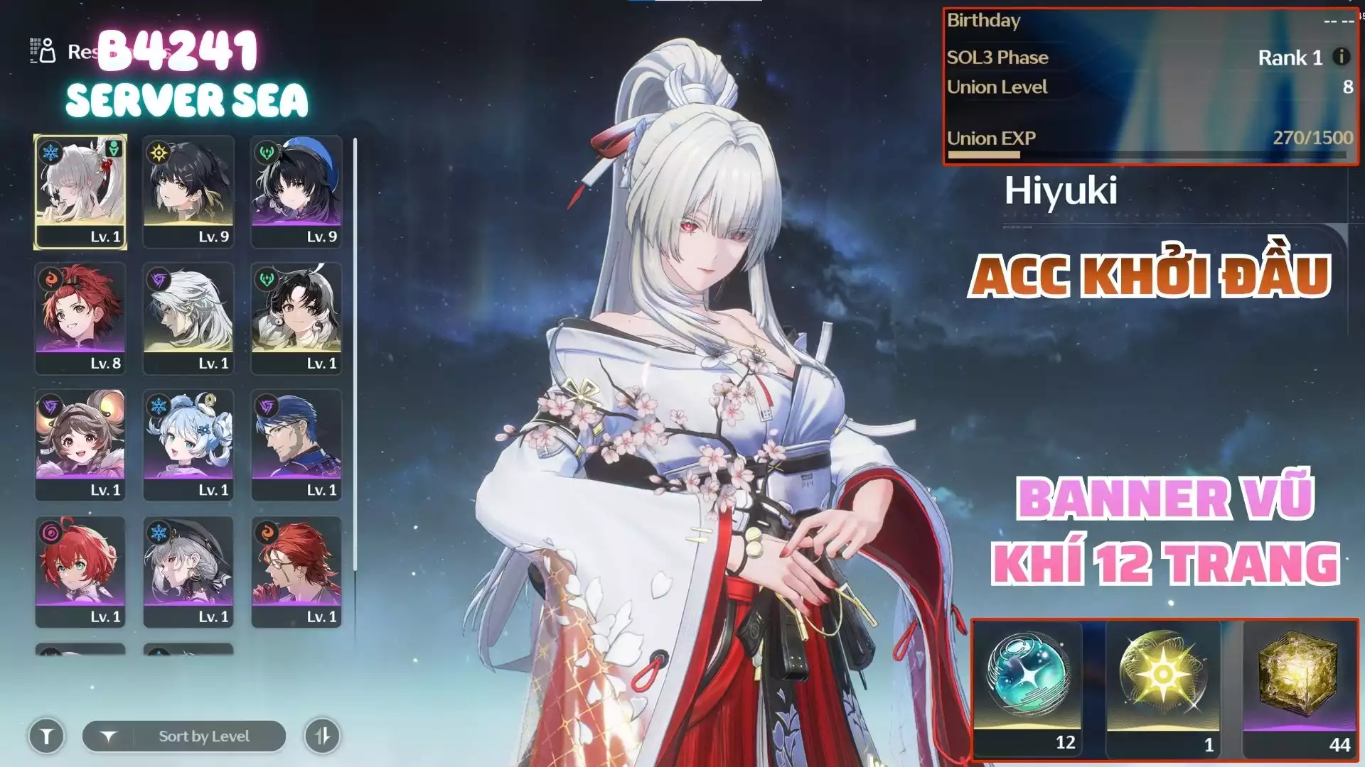 Acc Khởi Đầu Có Hiyuki  ( Banner Vũ Khí Sắp Nổ )