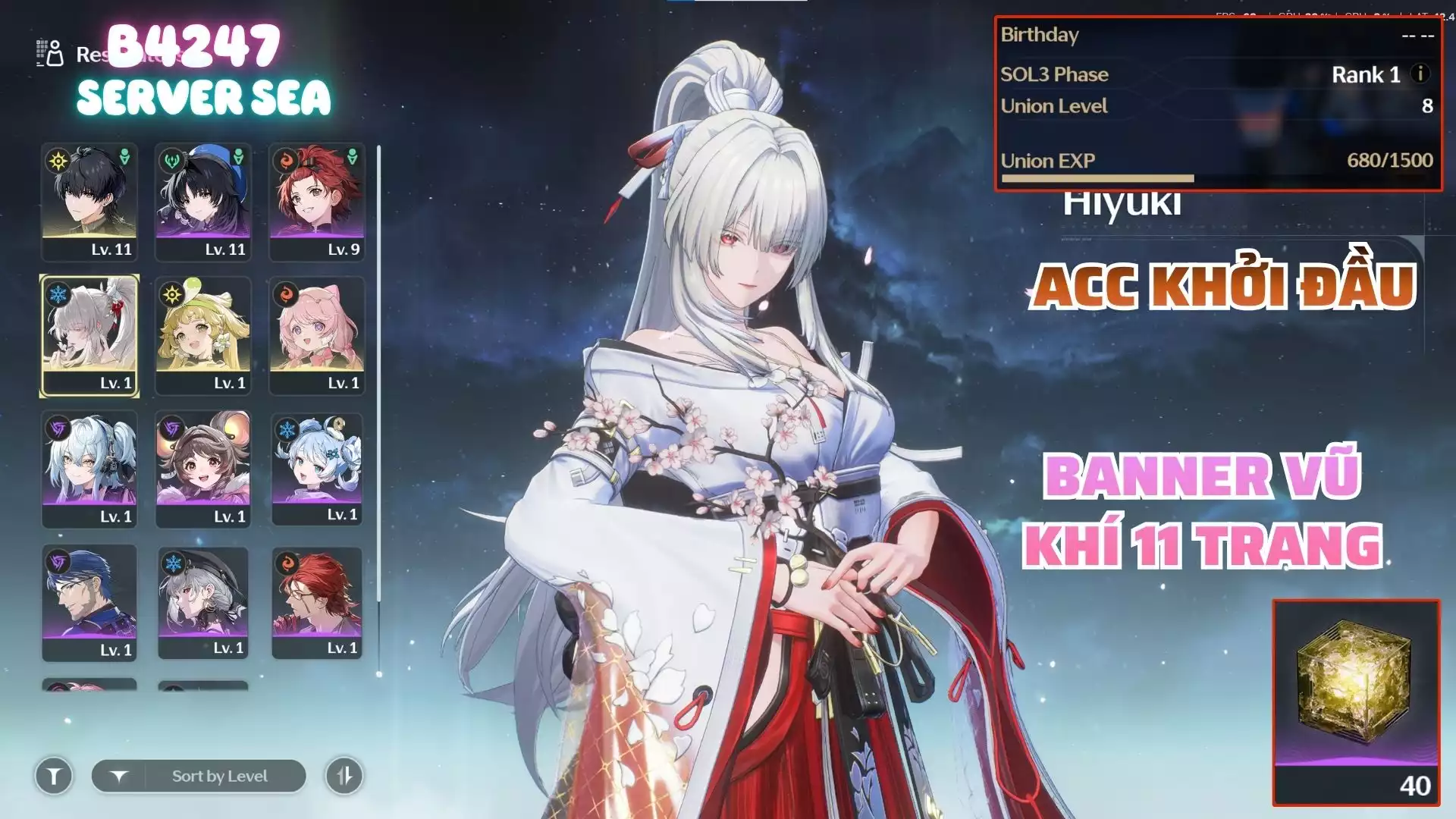 Acc Khởi Đầu Có Hiyuki  ( Banner Vũ Khí Sắp Nổ )