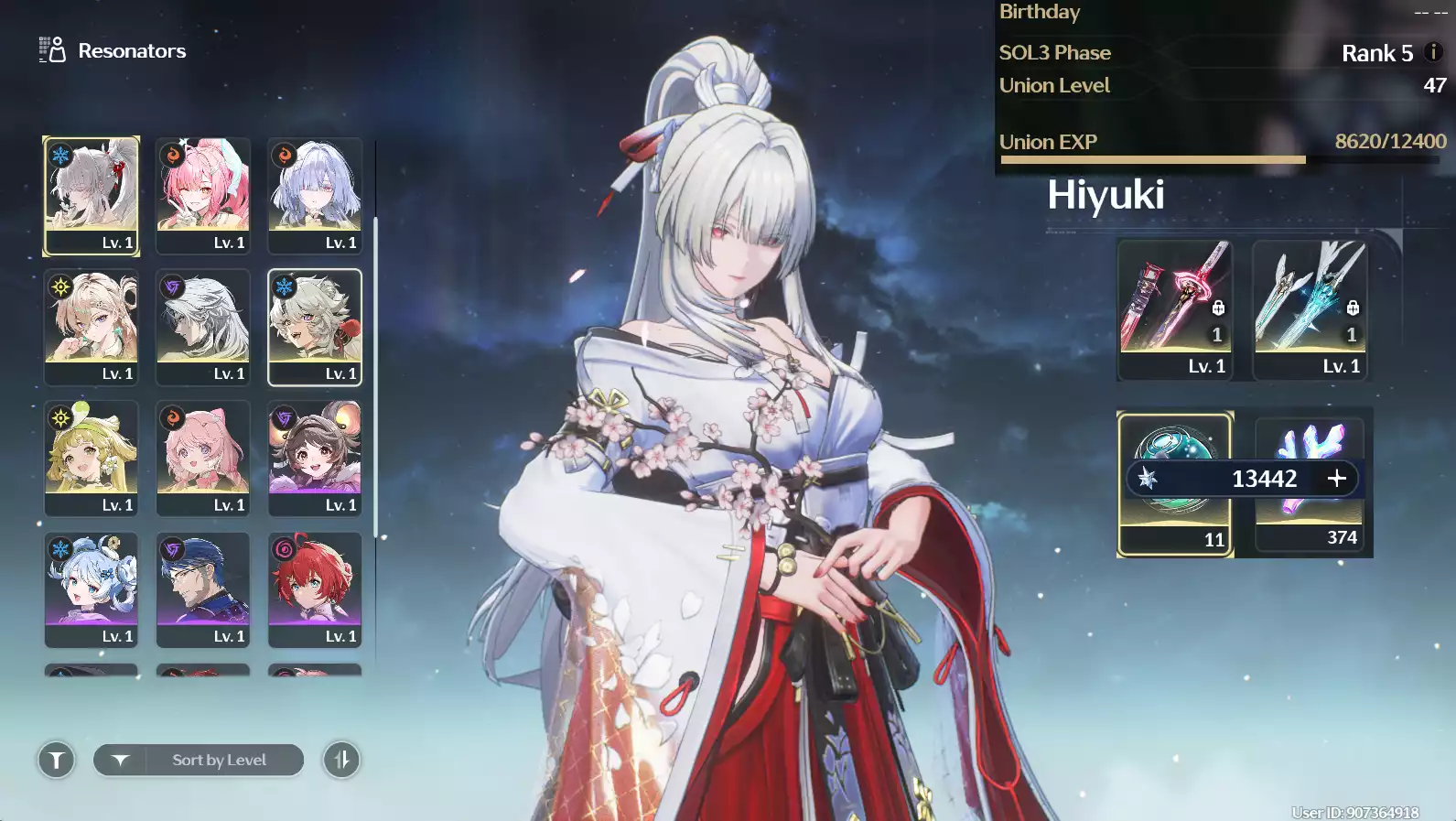(SEA) UL48 Hiyuki Trấn + Aemeath Trấn + Lynae + Mornye + 374 San hô + 83 vé limti + Verina + Encore